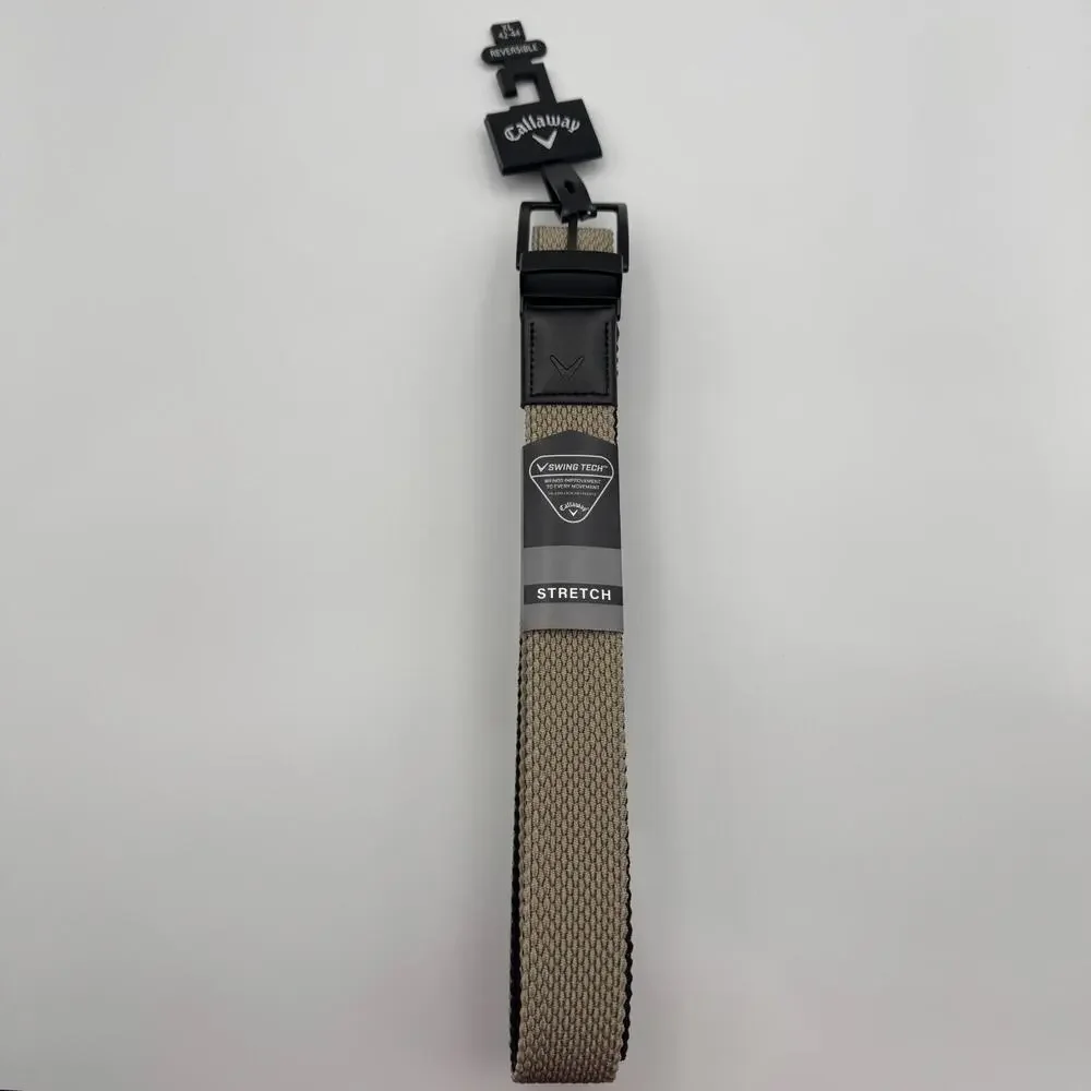 Callaway Swing Tech Reversible Belt Braided Khaki/Black Stretch XL 42-44 NWT